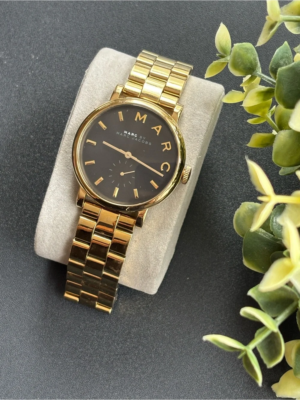Marc Jacobs Gold and Black Stainless Steel Bracelet Watch